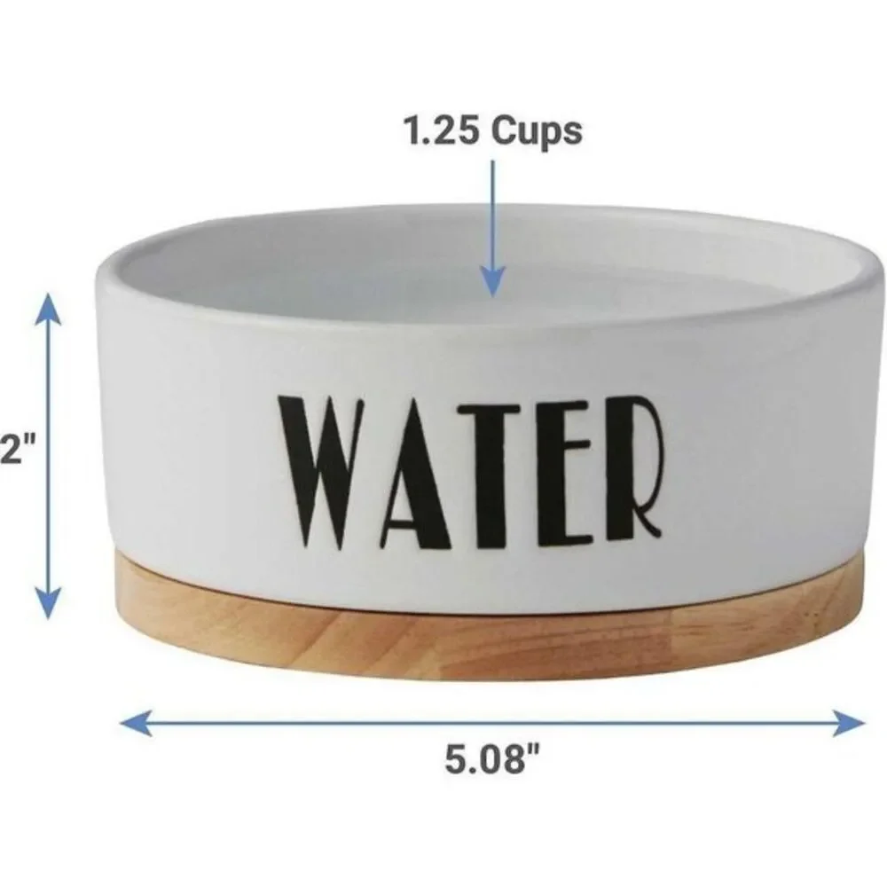 Bowl Pet Dog Ceramic Food Water Dish Cat White Set‎ Puppy 1.25 Cup
